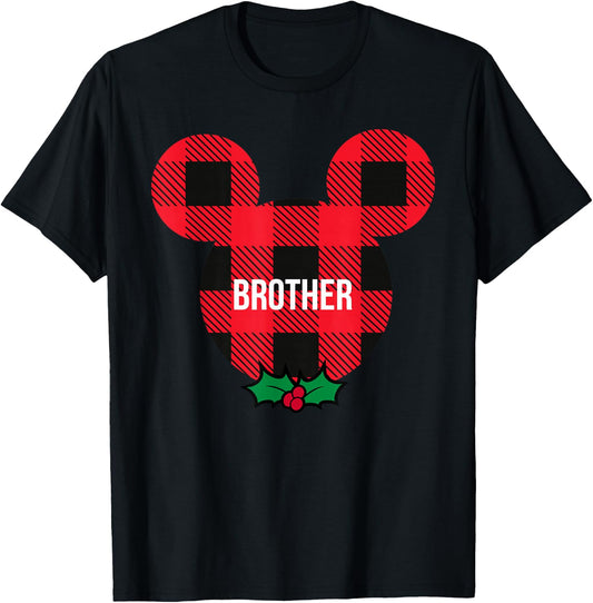 Disney Mickey Mouse Family Matching Holiday Plaid Brother T-Shirt - T-Shirt | Black