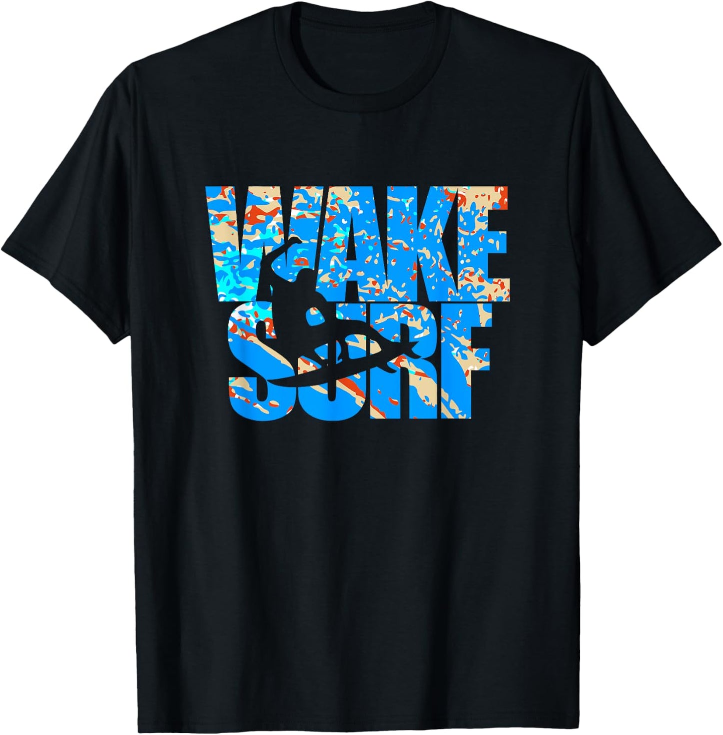 Wake Surf Wakesurfing T Shirt Boat Lake Board Surfboard T-Shirt - T-Shirt | Black