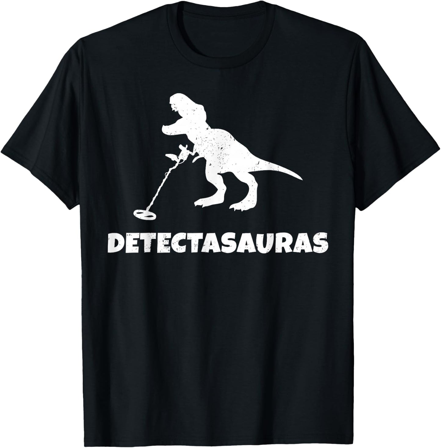 Funny T Rex Metal Detector Detecting Treasure Hunting Gift T-Shirt - T-Shirt | Black