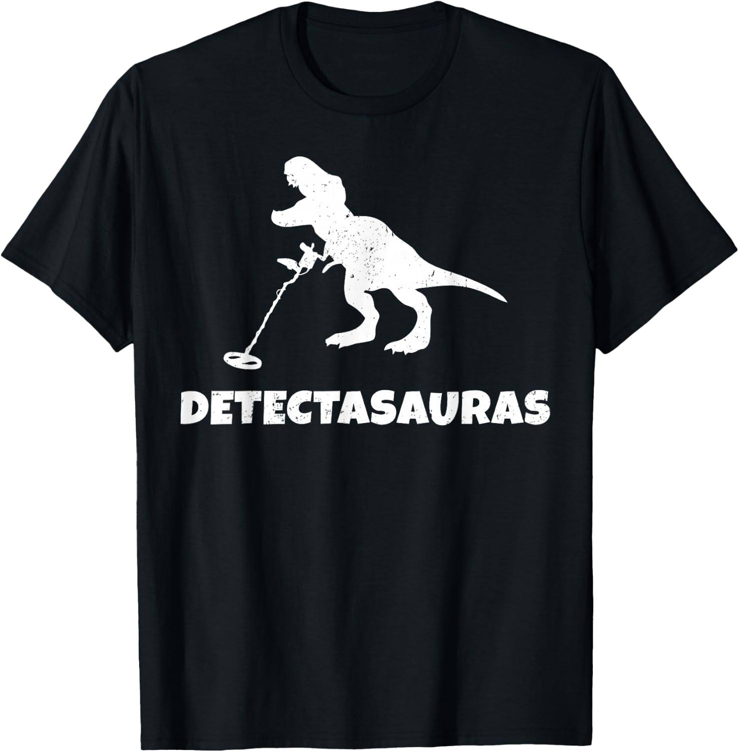 Funny T Rex Metal Detector Detecting Treasure Hunting Gift T-Shirt - T-Shirt | Black