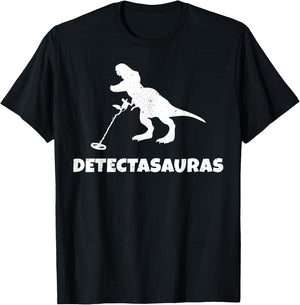 Funny T Rex Metal Detector Detecting Treasure Hunting Gift T-Shirt - T-Shirt | Black