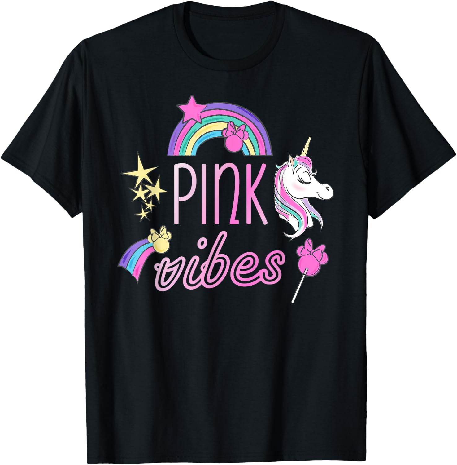 Disney Minnie Mouse Unicorn Pink Vibes T-Shirt - T-Shirt | Black