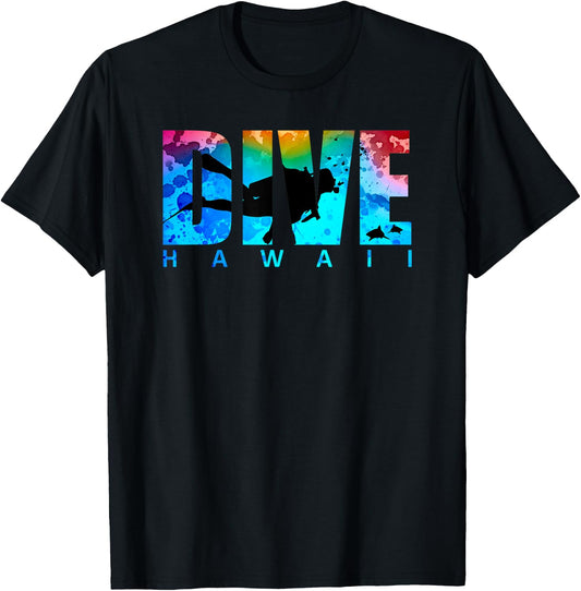 DIVE HAWAII Sharks Sunset Scuba Diving Snorkeling Vacation T-Shirt - T-Shirt | Black