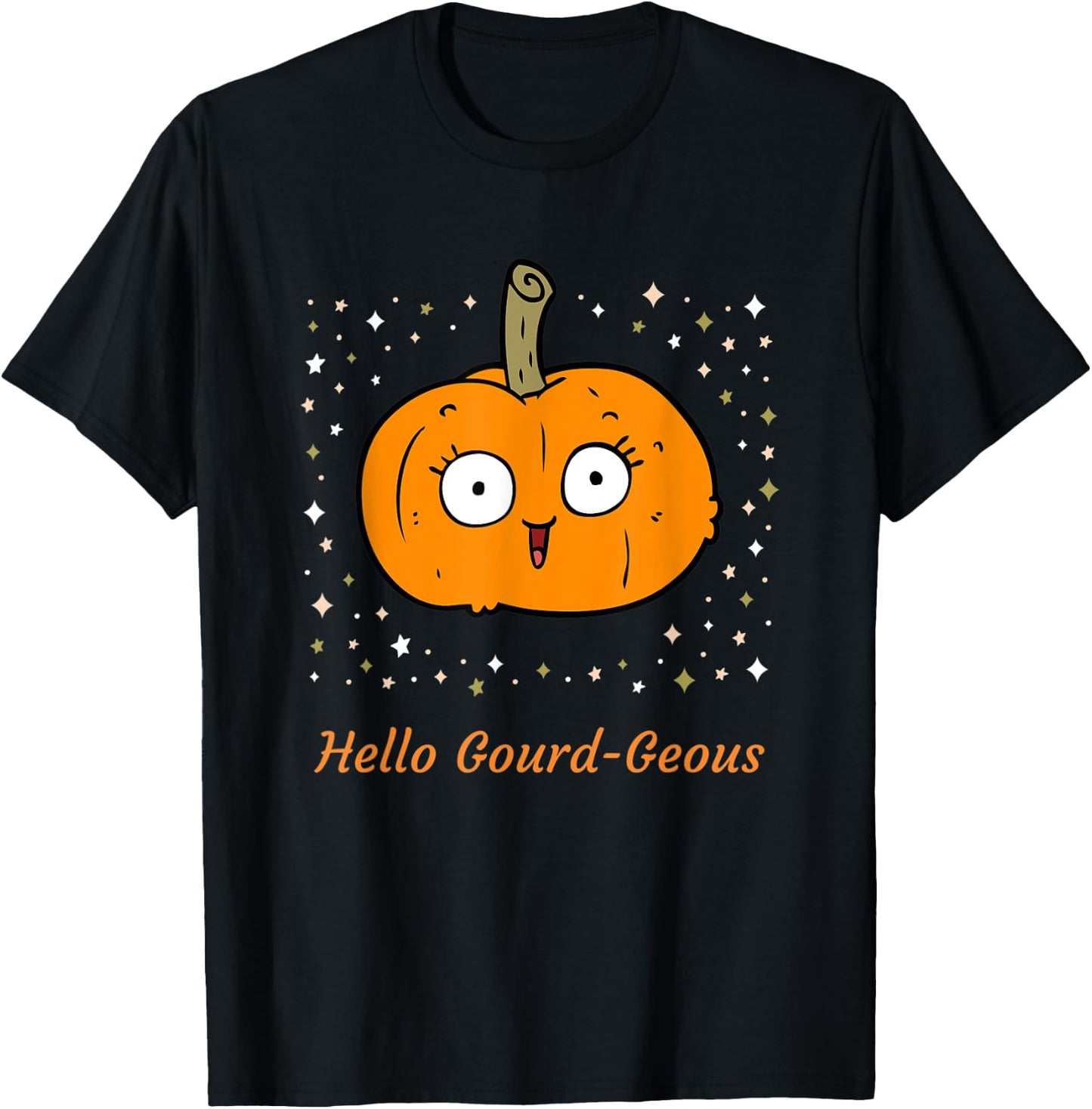 Cute Halloween Pumpkin Hello Gourd-Geous Costume Funny Gift T-Shirt - T-Shirt | Black