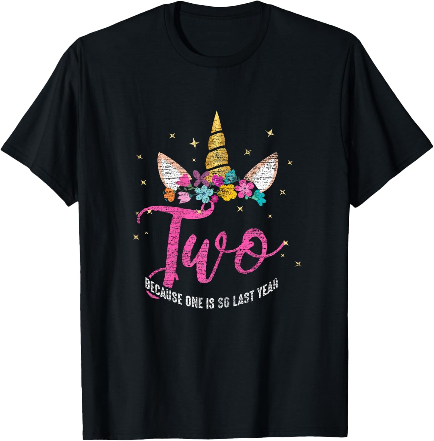 2 Years Old Birthday Girl Gifts Unicorn 2nd Birthday T-Shirt - T-Shirt | Black