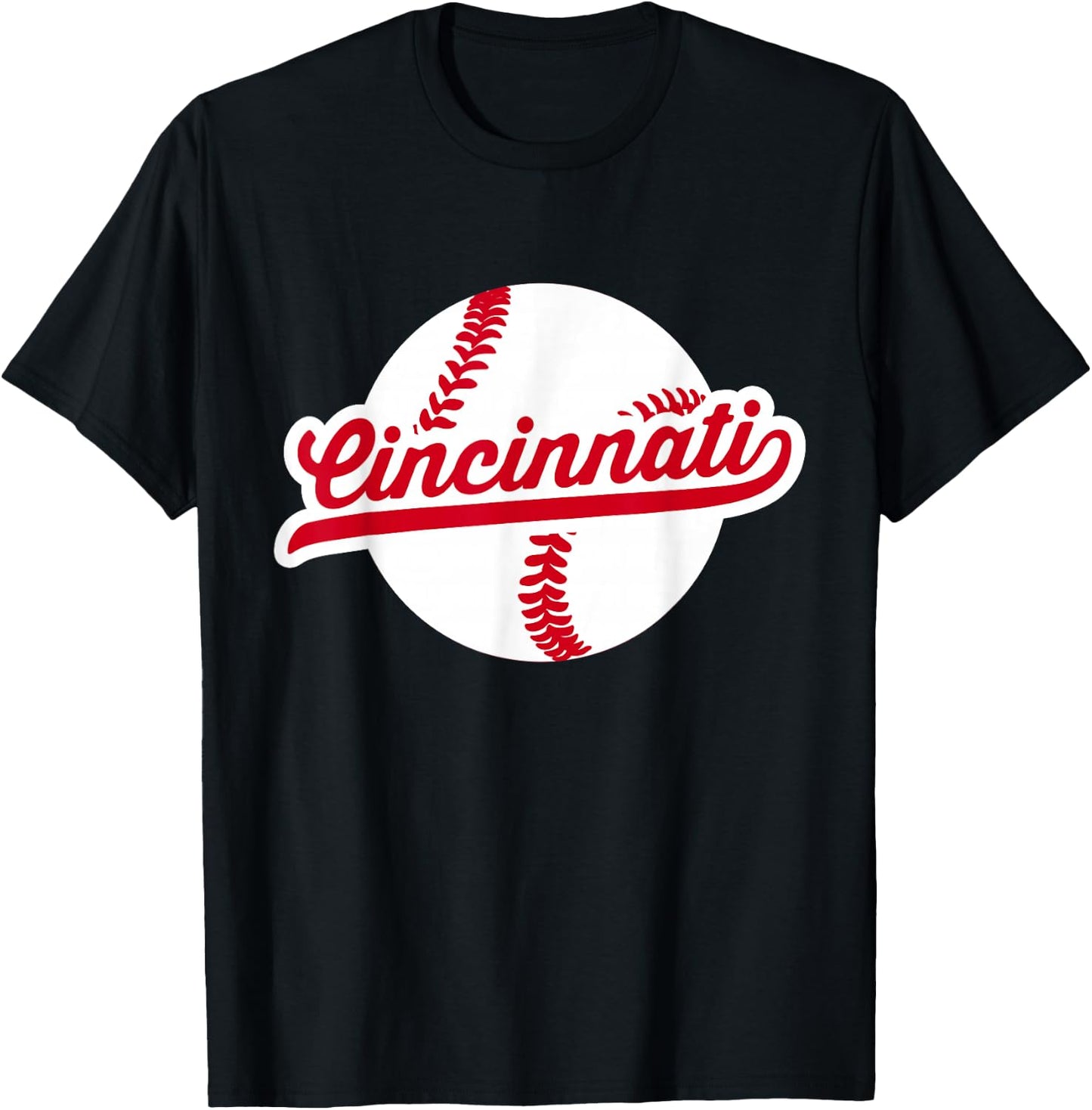 Cincinnati Baseball Vintage Ohio Pride Love City Red T-Shirt - T-Shirt | Black