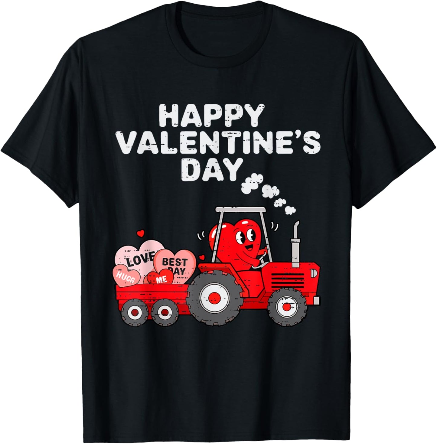 Valentines Day Heart In Tractor Funny Farm Toddler Boys Kids T-Shirt - T-Shirt | Black