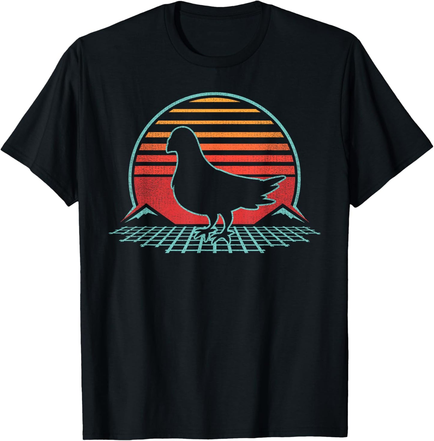 Pigeon Lover Bird Animal Retro Vintage 80s Style T-Shirt - T-Shirt | Black
