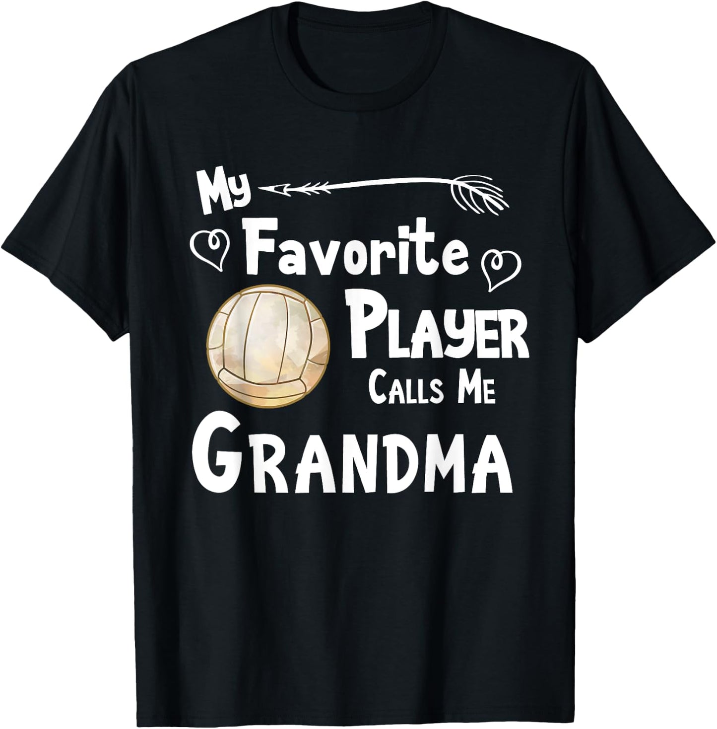 Grandma Volleyball Game Fan Sports Favorite Player T-Shirt - T-Shirt | Black