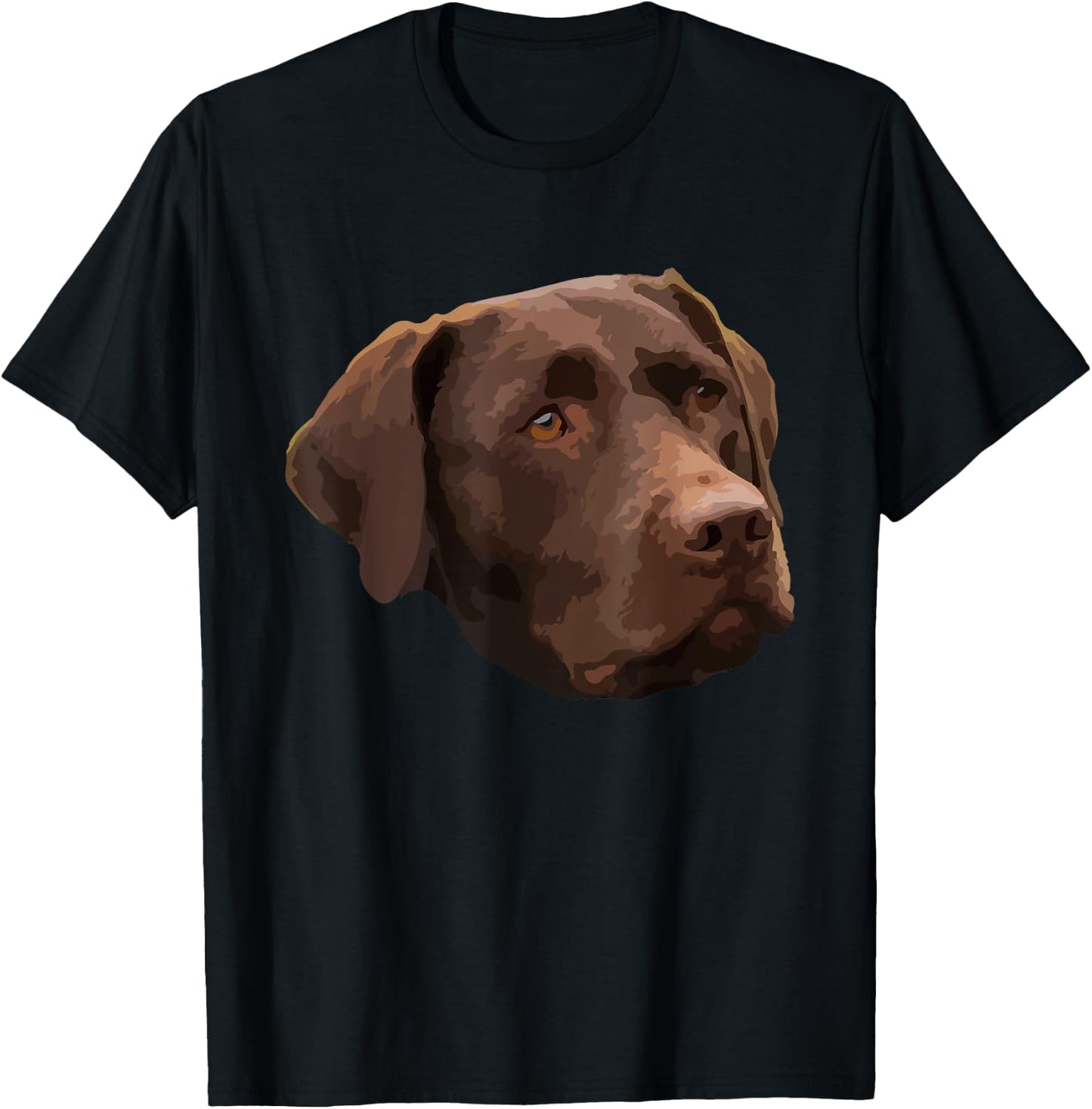 Funny Chocolate Lab | Labrador Retriever Dog Head Women Girls Kids T-Shirt - T-Shirt | Black