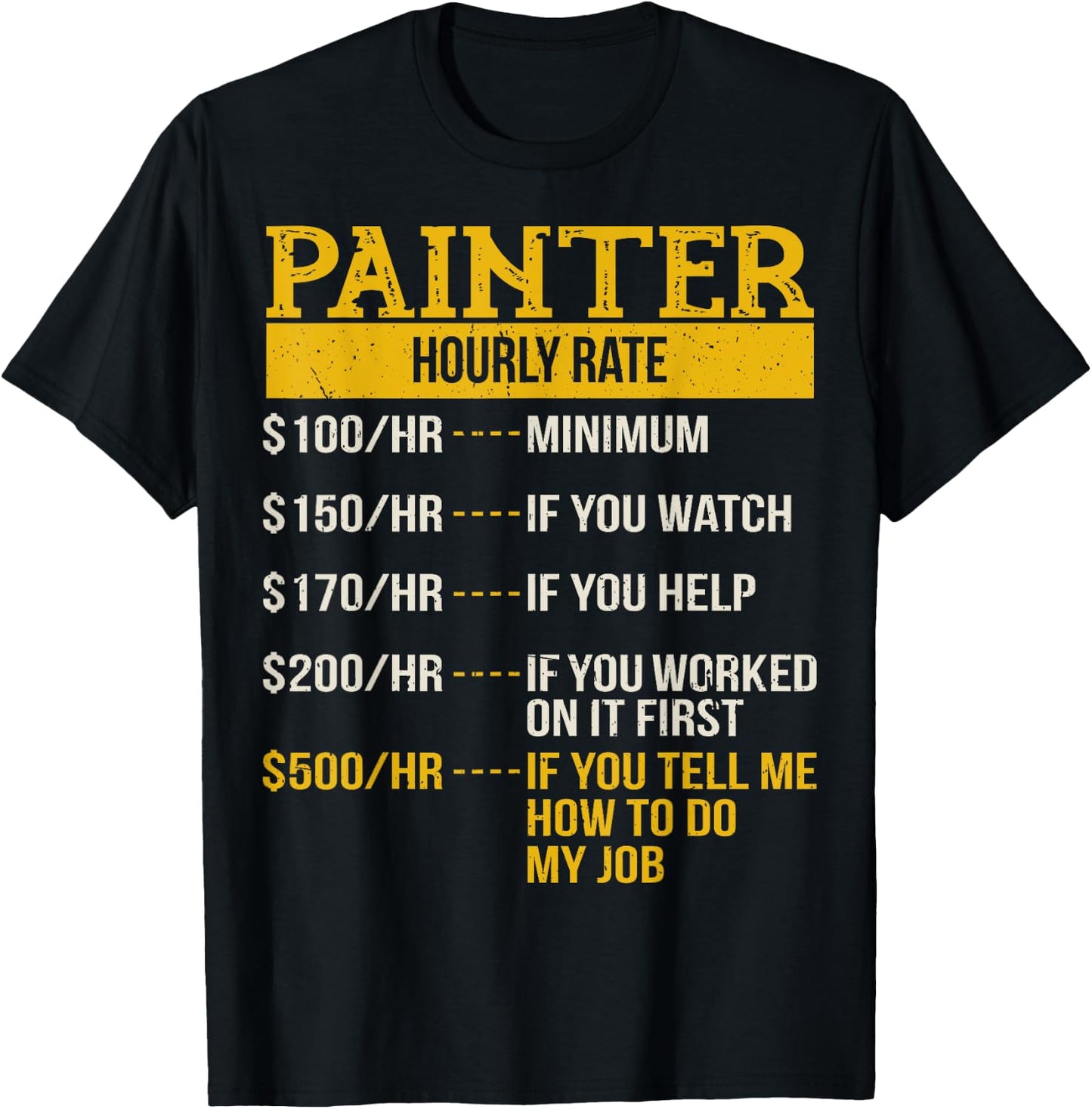 Hourly Rate Shirt for Painters & Decorators Handyman T-Shirt - T-Shirt | Black