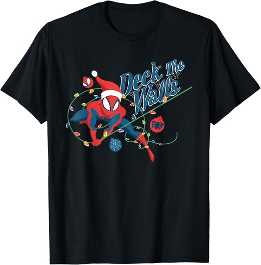 Marvel Spider-Man Deck The Walls Holiday T-Shirt - T-Shirt | Black