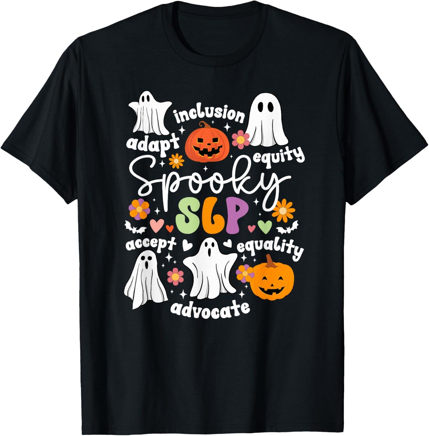 Spooky SLP Halloween Speech Language Pathologist Groovy T-Shirt - T-Shirt | Black