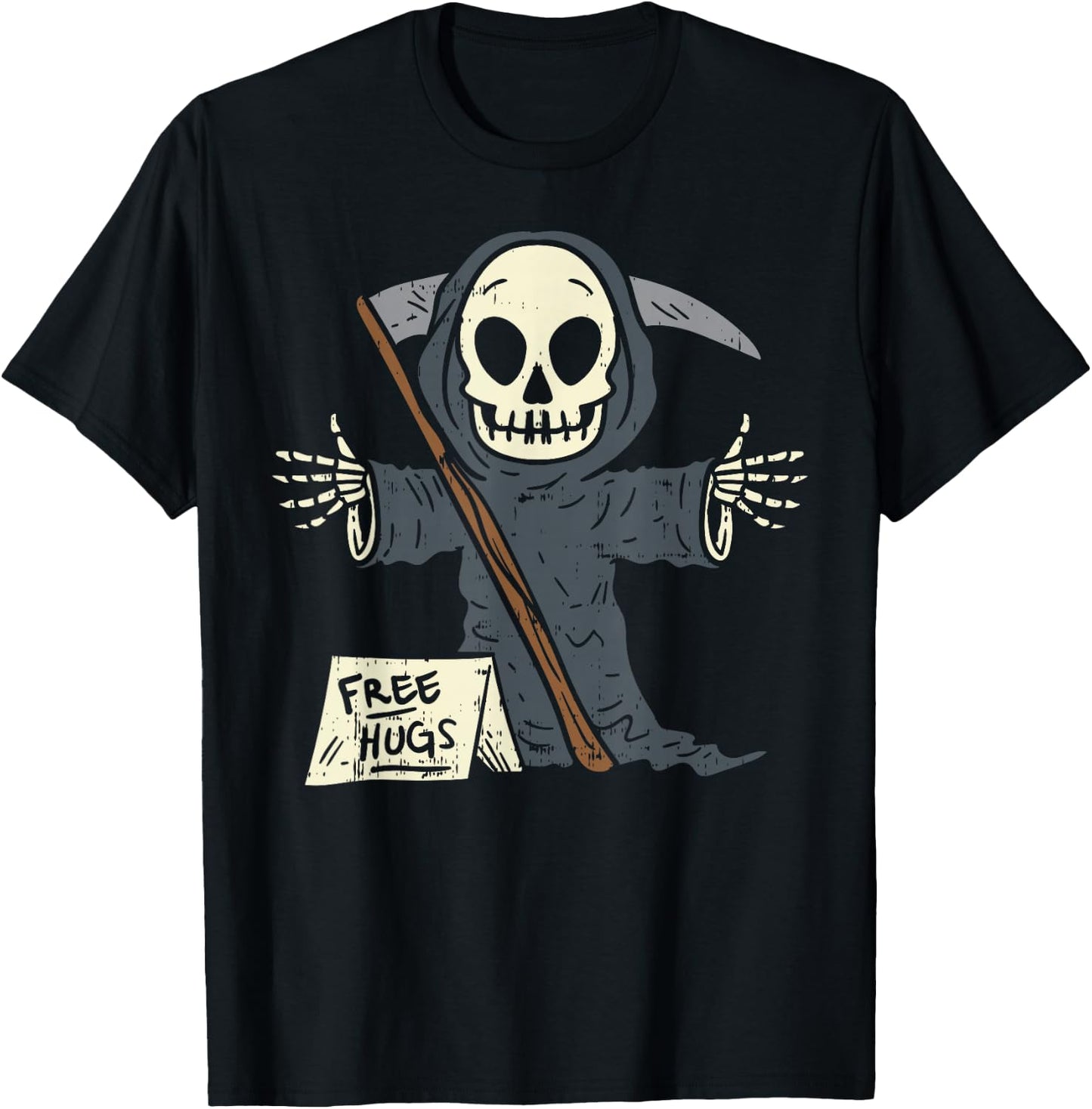 Free Hugs Grim Reaper Funny Pun Scary Halloween Costume Boys T-Shirt - T-Shirt | Black