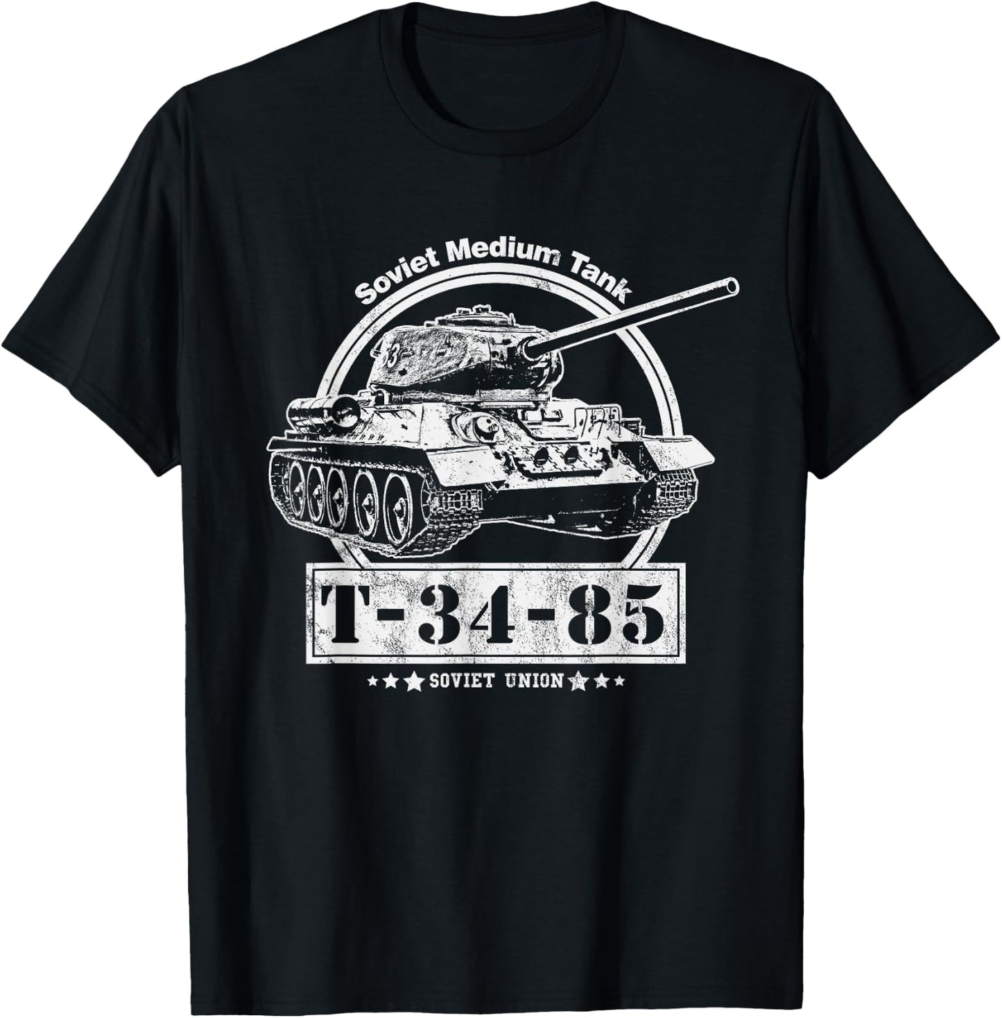 T-34-85 Soviet WW2 Tank T-Shirt - T-Shirt | Black