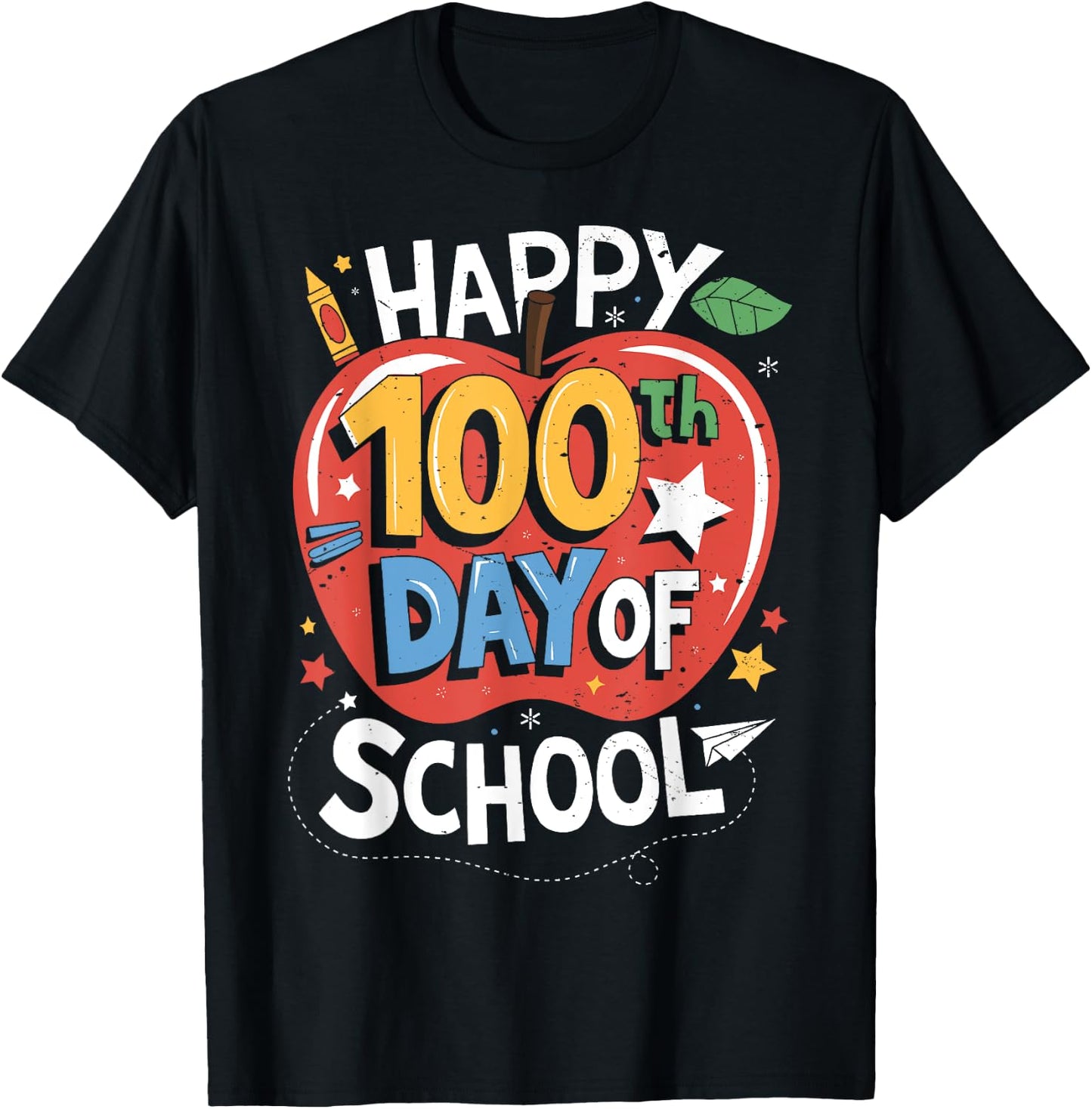 Happy 100th Day Of School Teachers Kids Girls Boys 100th Day T-Shirt - T-Shirt | Black