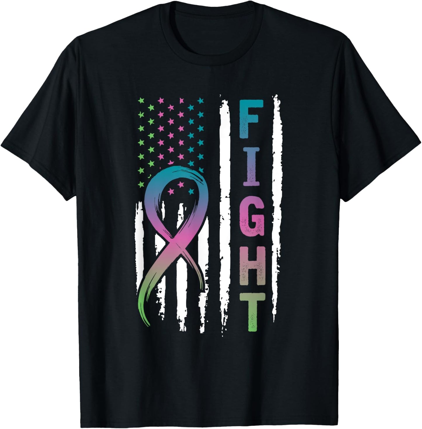 Distressed American Flag Metastatic Breast Cancer Men T-Shirt - T-Shirt | Black