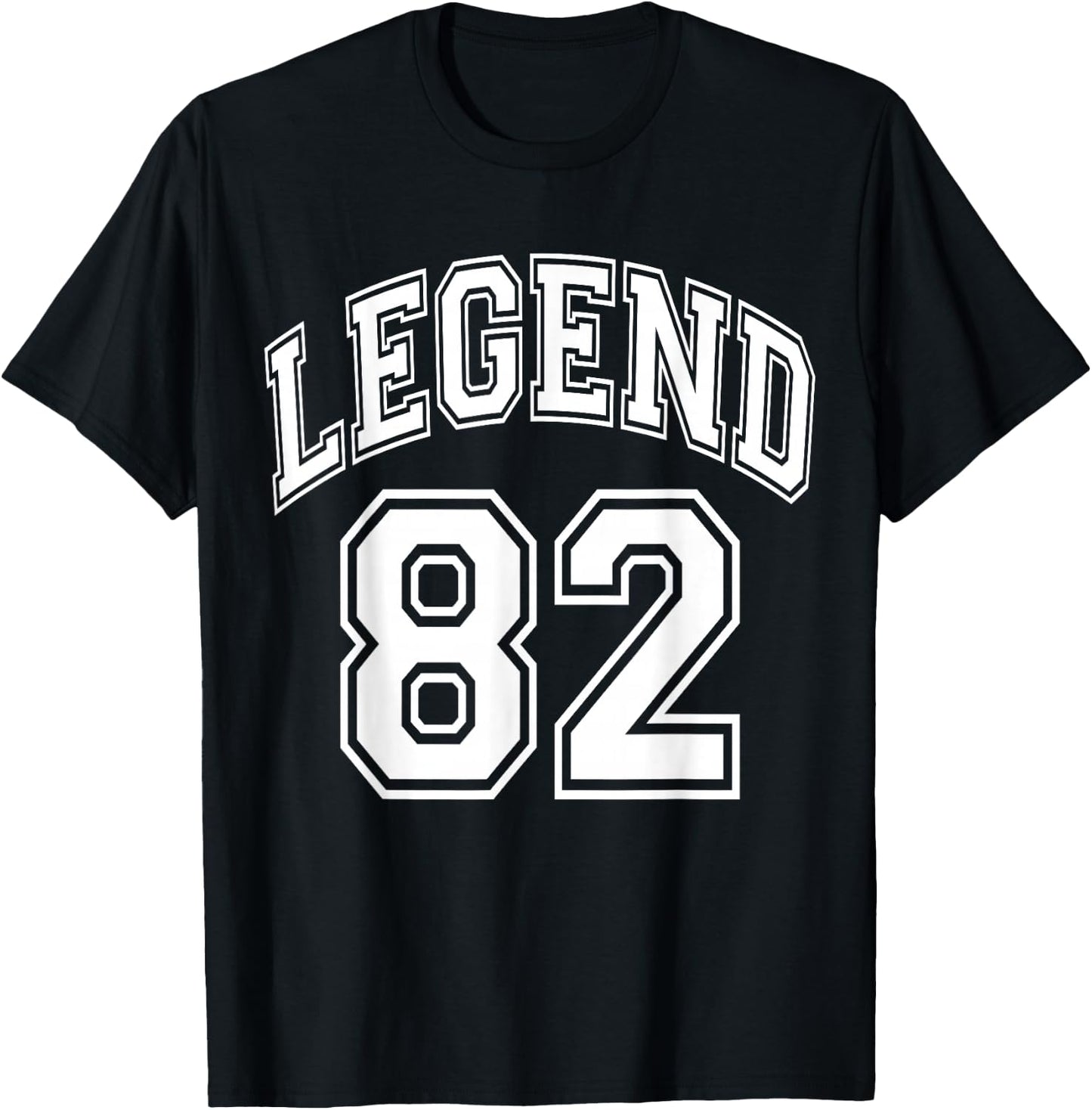Legend 82 Years Old Number Team 82nd Birthday 1982 T-Shirt - T-Shirt | Black