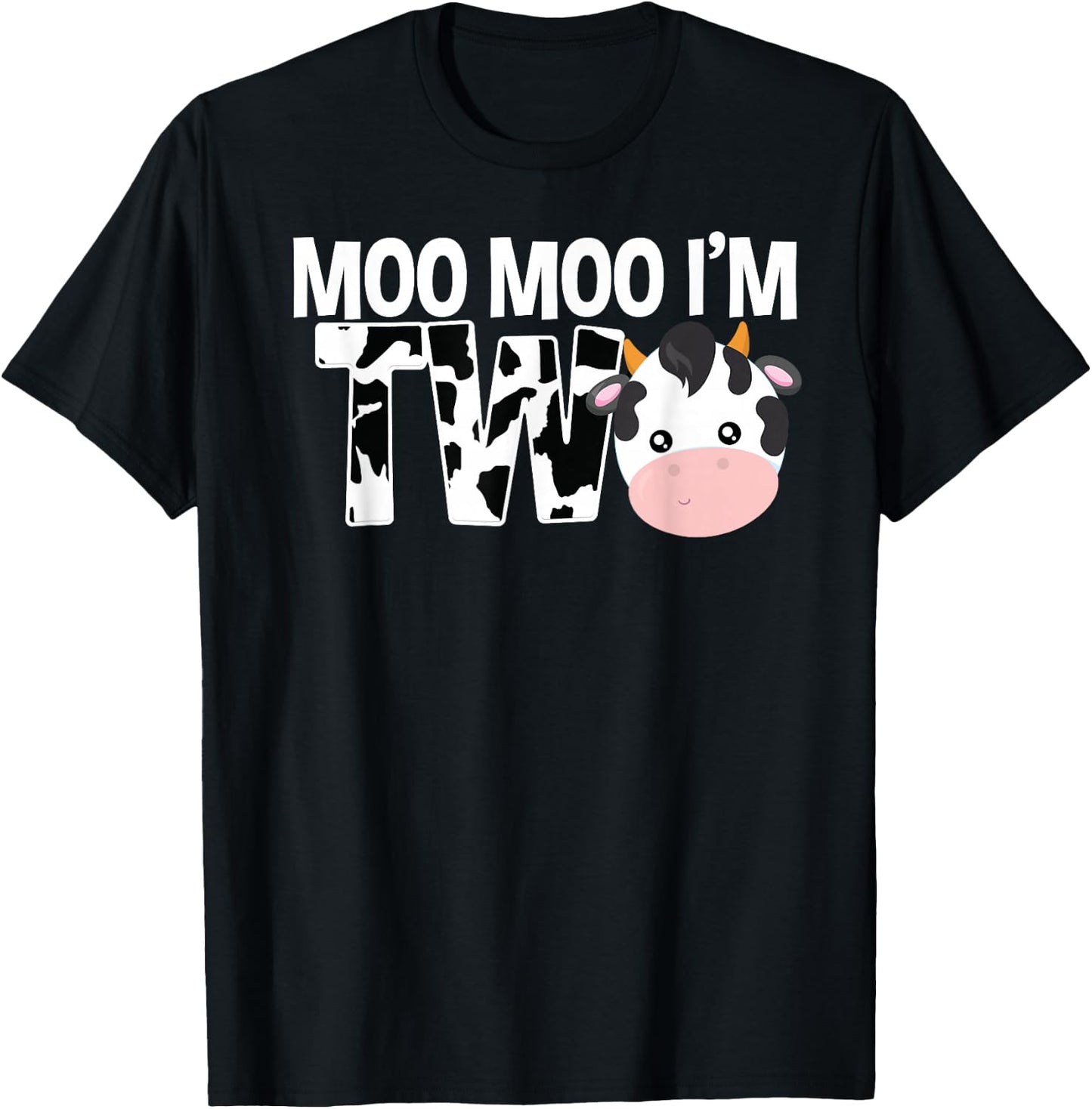Moo Moo I'm Two 2nd Birthday Funny Cow Sounds Toddler T-Shirt - T-Shirt | Black