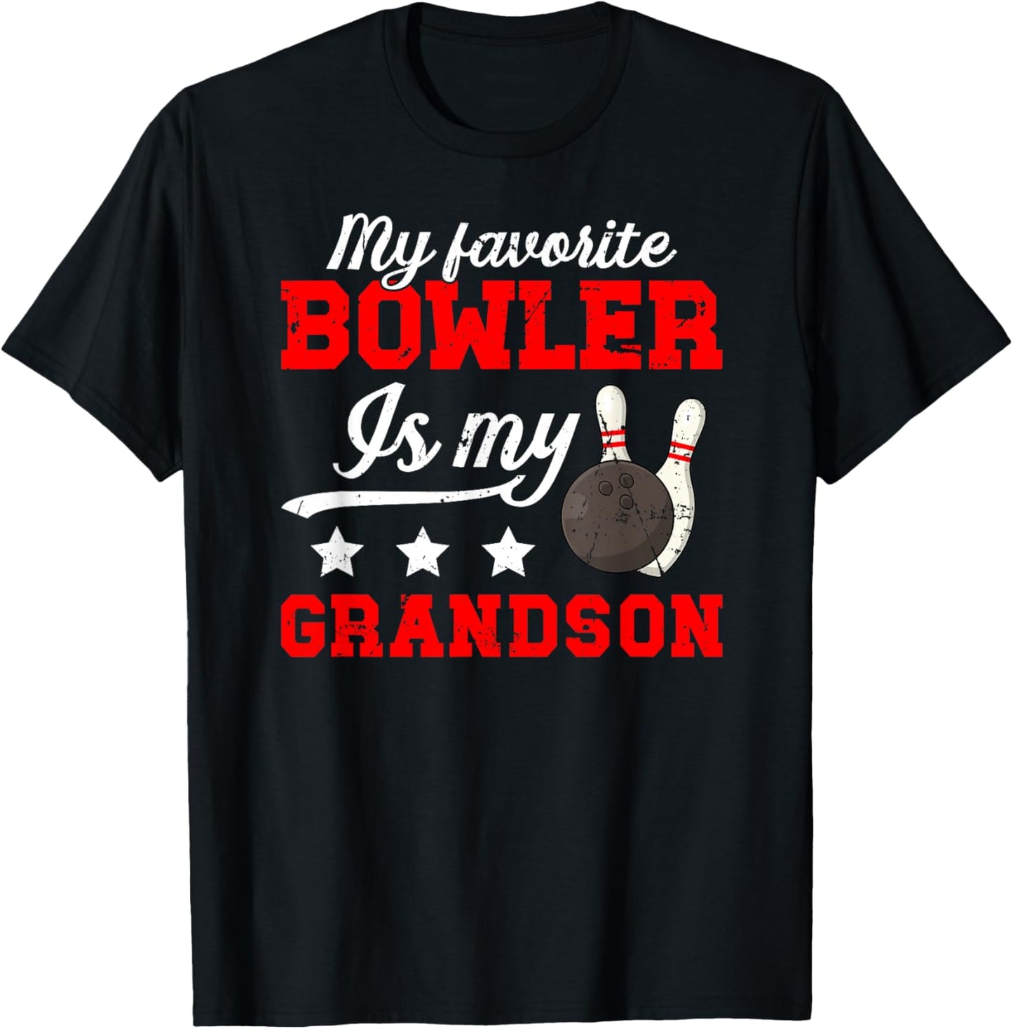 My Grandson Bowling Grandpa Of A Bowler Grandfather T-Shirt - T-Shirt | Black