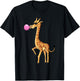 Funny Blowing Bubble Gum Giraffe Animal Lover Chewing Candy T-Shirt - T-Shirt | Black