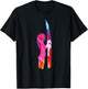 Surf Girl Pastel Watercolor Cute Surfing Female Surfer T-Shirt - T-Shirt | Black