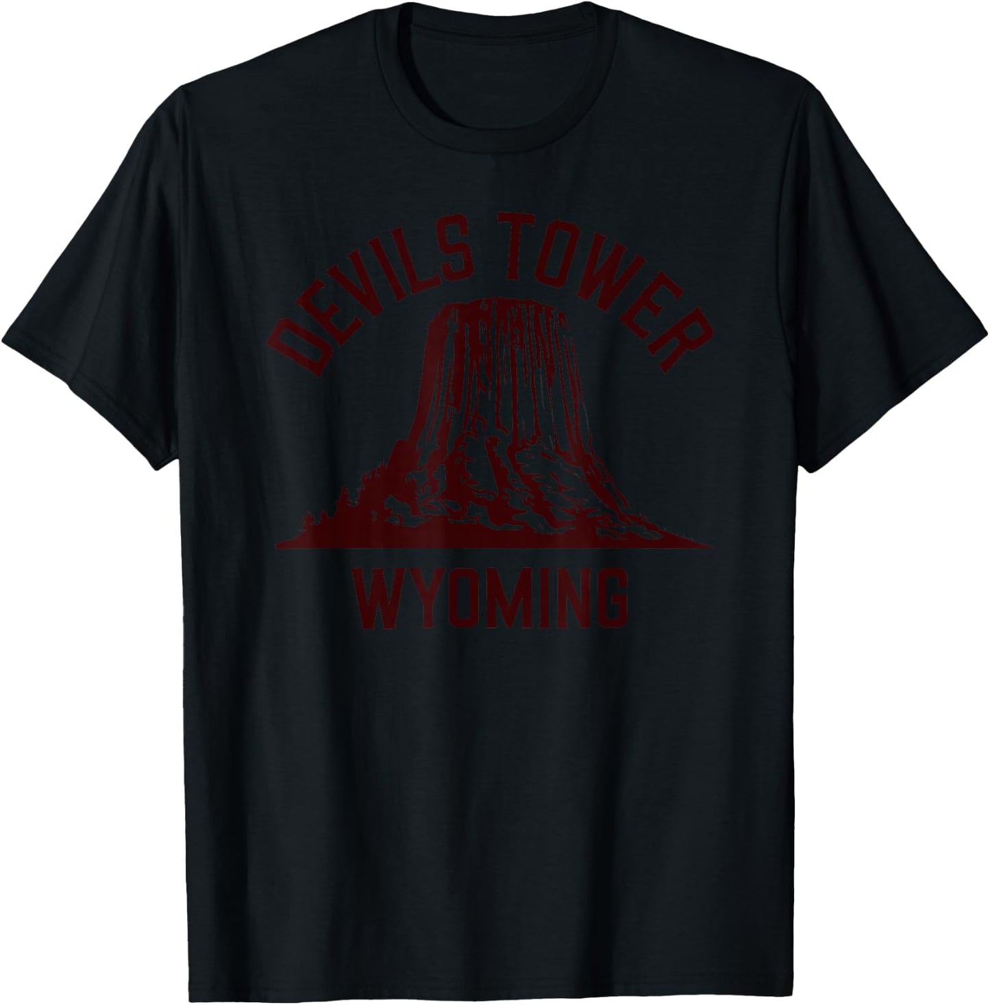 Retro Devils Tower National Monument Wyoming Camp Souvenir T-Shirt - T-Shirt | Black