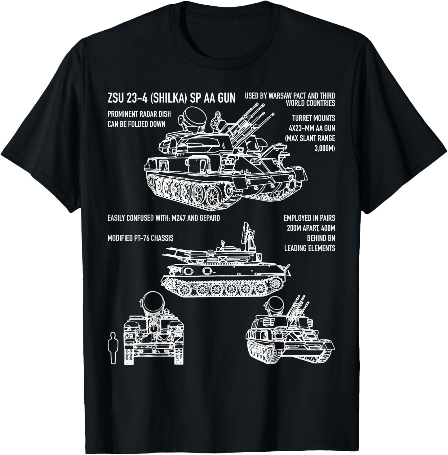 ZSU 23 Shilka Russian Anti-Flight Gift T-Shirt - T-Shirt | Black