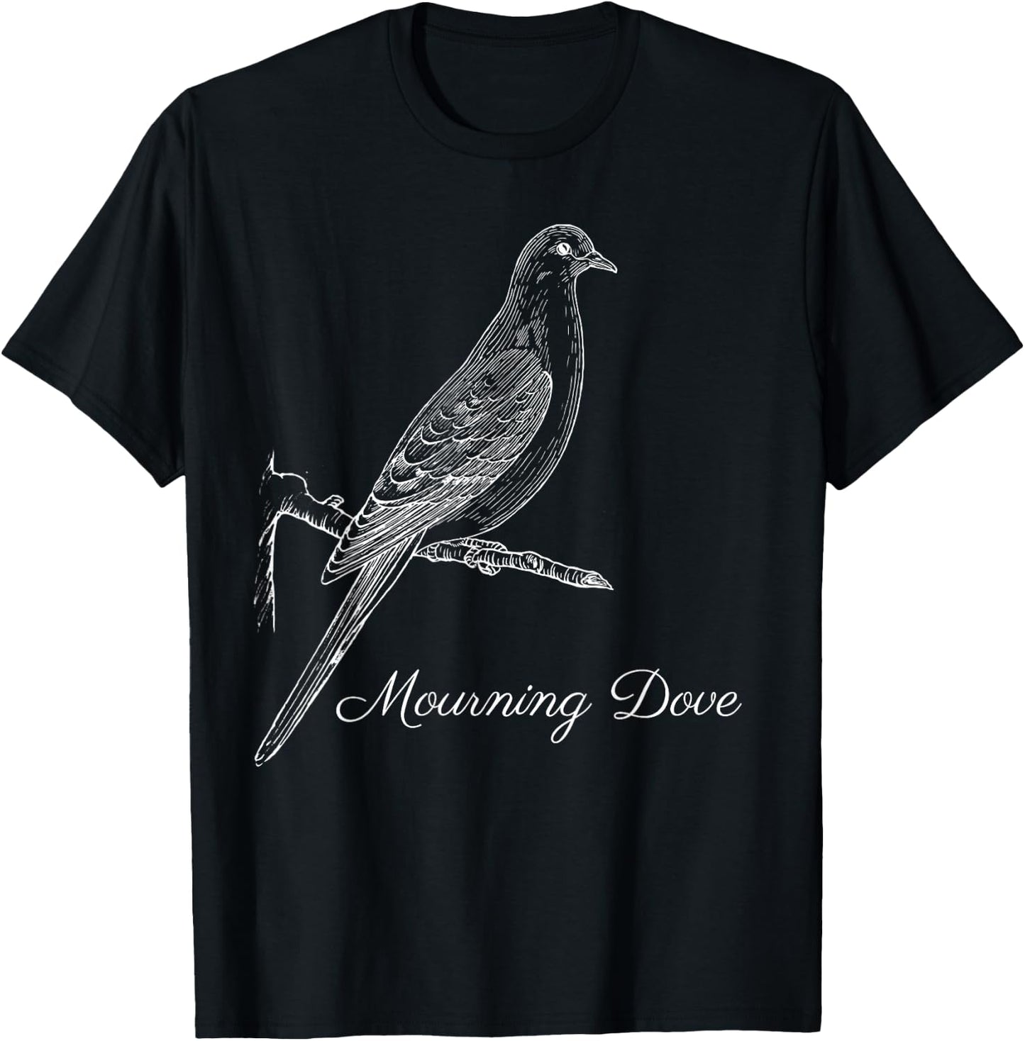 Mourning Dove Bird Shirt Ornithology White Lines T-Shirt - T-Shirt | Black