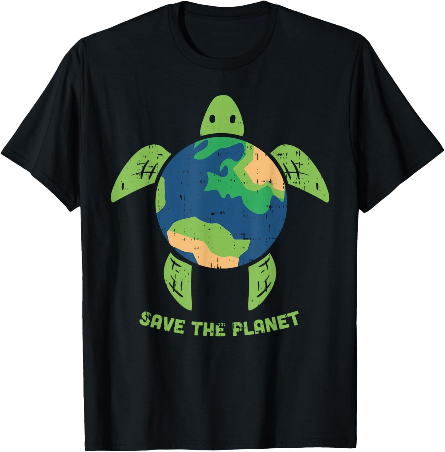 Save The Planet Earth Day Environment Turtle Recycle Ocean T-Shirt - T-Shirt | Black
