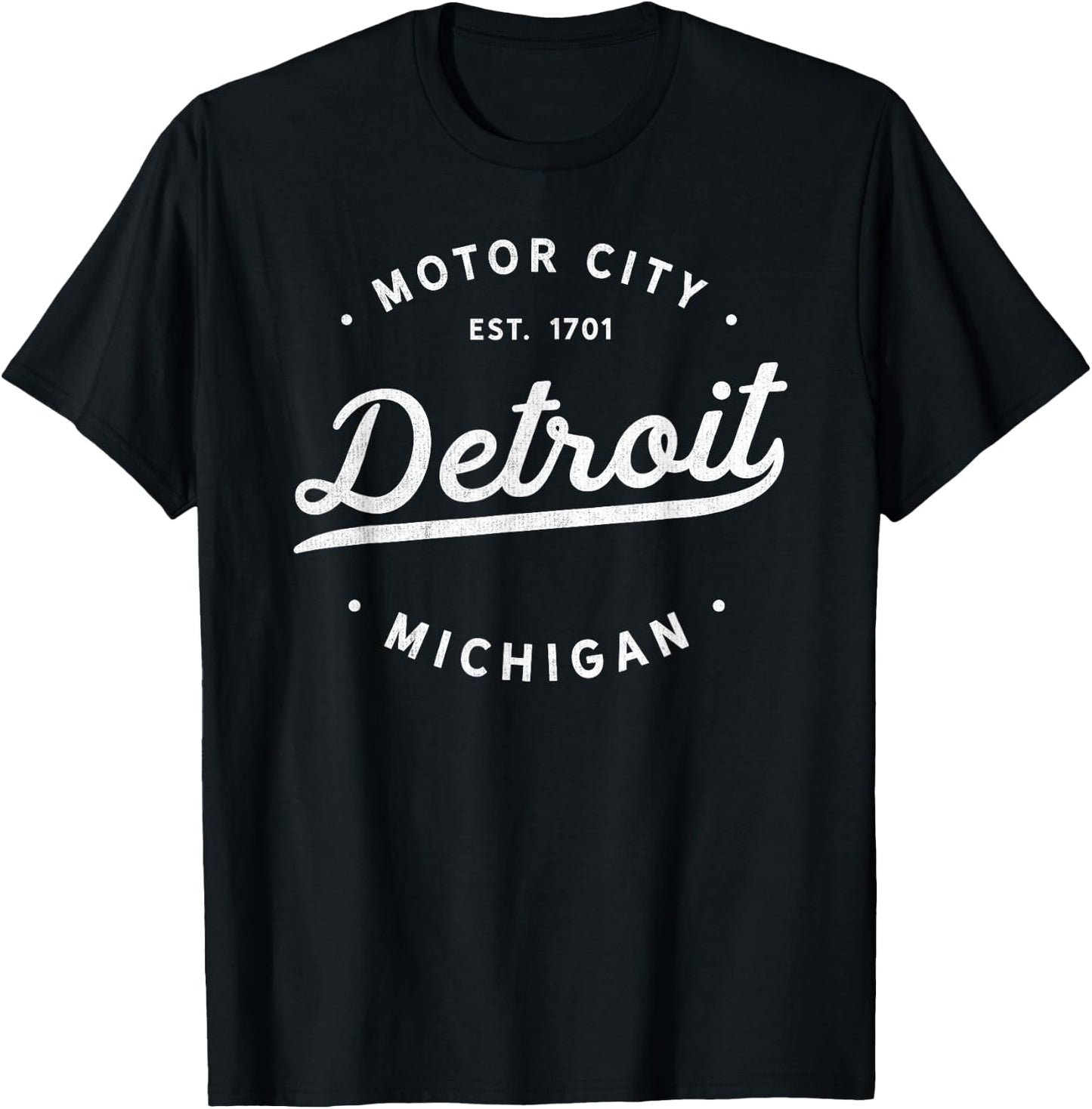 Classic Retro Vintage Detroit Michigan Motor City T-Shirt - T-Shirt | Black