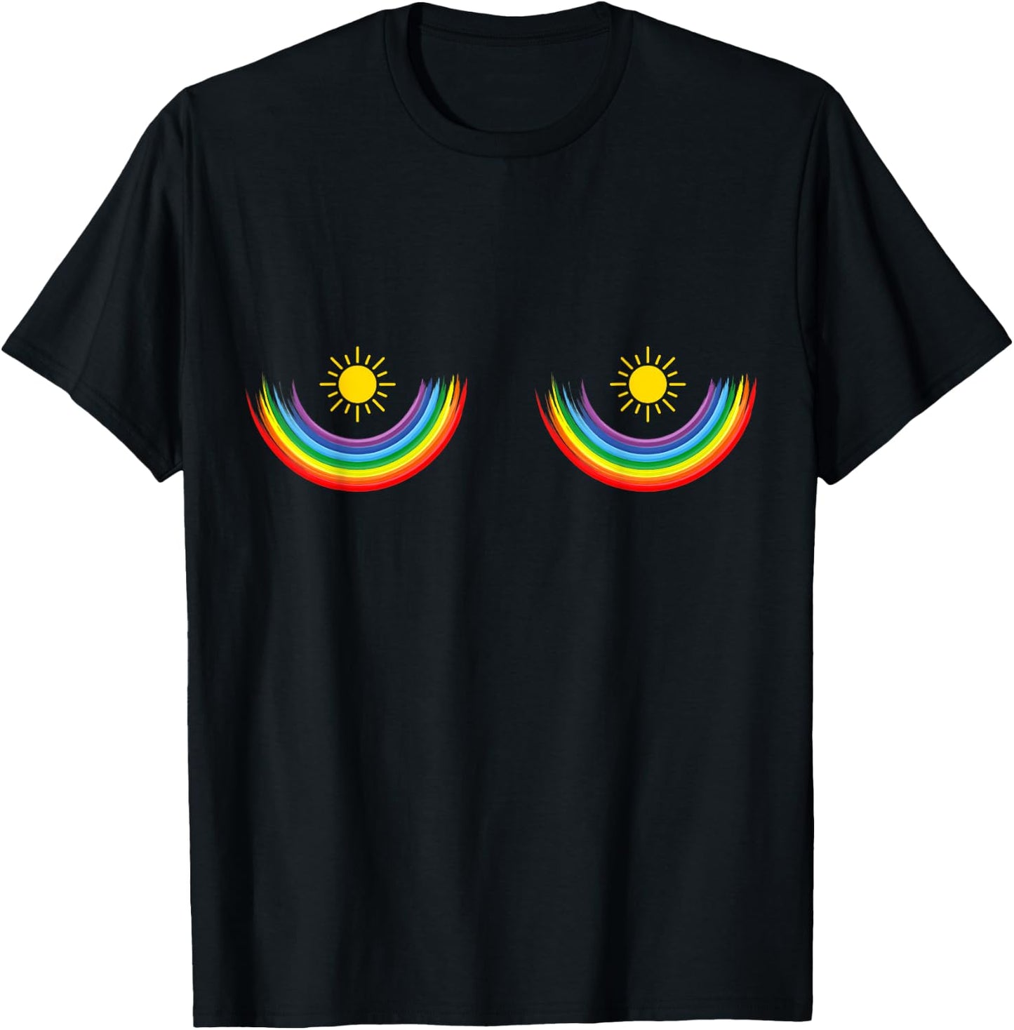 Rainbow Bra T Shirt Sun Boobs Multipurpose Celebrations T-Shirt - T-Shirt | Black