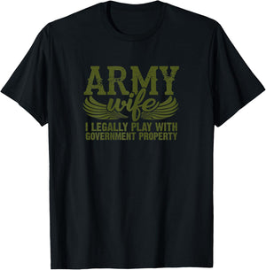 Army Veteran Wife Shirt Pink Army Wife Shirt T-Shirt - T-Shirt | Black