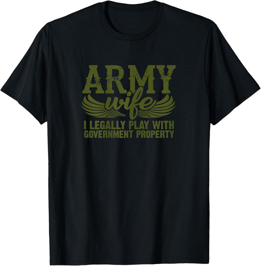 Army Veteran Wife Shirt Pink Army Wife Shirt T-Shirt - T-Shirt | Black