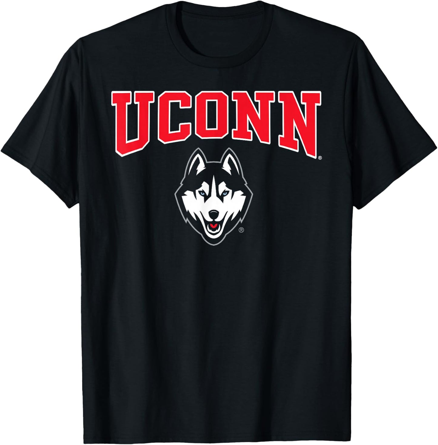 Connecticut Huskies Arch Logo Navy Officially Licensed T-Shirt - T-Shirt | Black