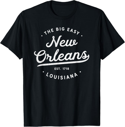 Classic Retro Vintage New Orleans Louisiana Big Easy NOLA T-Shirt - T-Shirt | Black