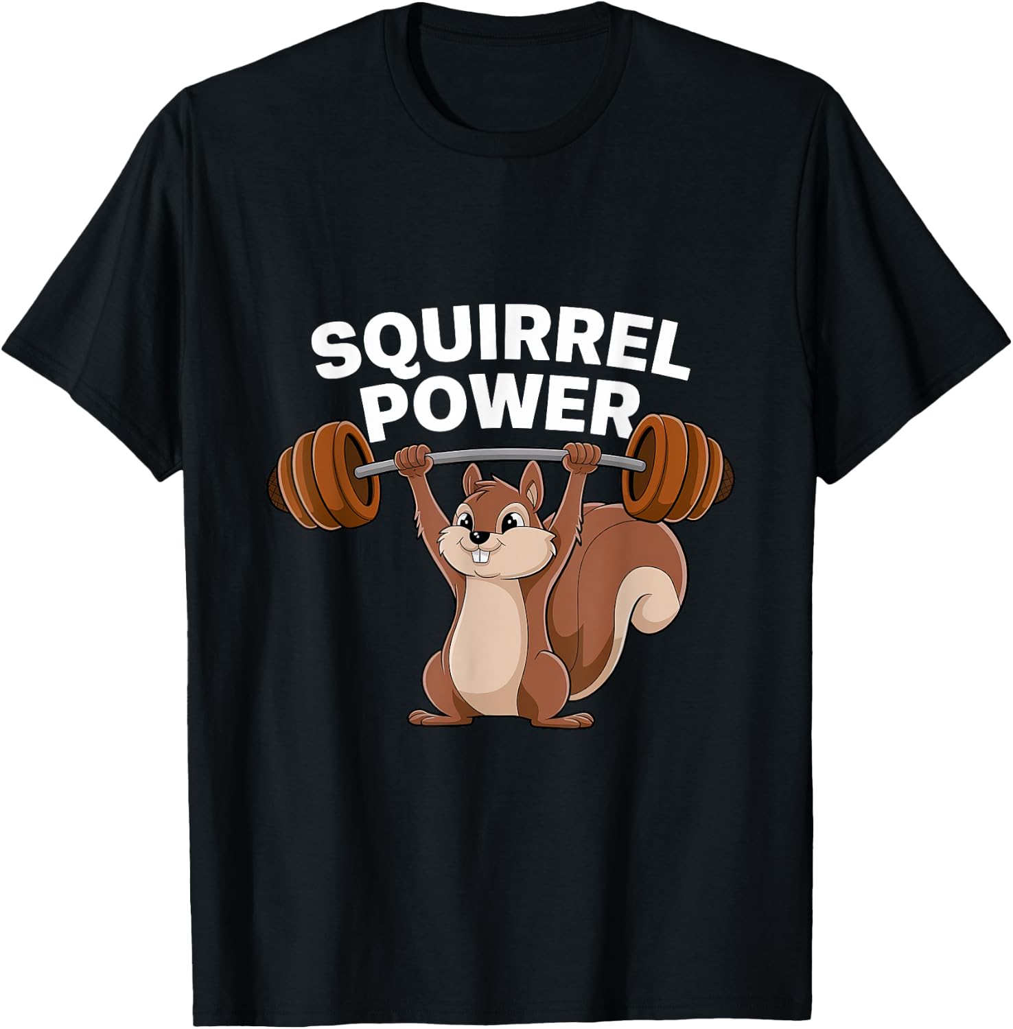 Squirrel Power Funny Strength Gym Weight Lifting Women Men T-Shirt - T-Shirt | Black