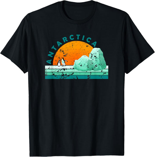 Bethcentral Vacation Gifts Antarctica - Tourist Vintage Vacation Black Small Retro Graphic T-Shirt - T-Shirt | Black