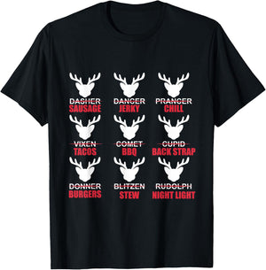Christmas X-Mas Reindeers Hunting Hunter T-Shirt - T-Shirt | Black