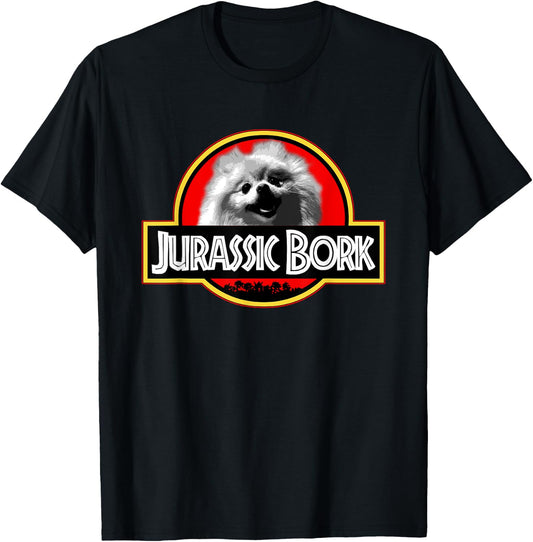 KBX Jurassic Bork Doggo Pomeranian Funny - Black, Adult, , Short Sleeve, Classic Fit, Small T-Shirt - T-Shirt | Black