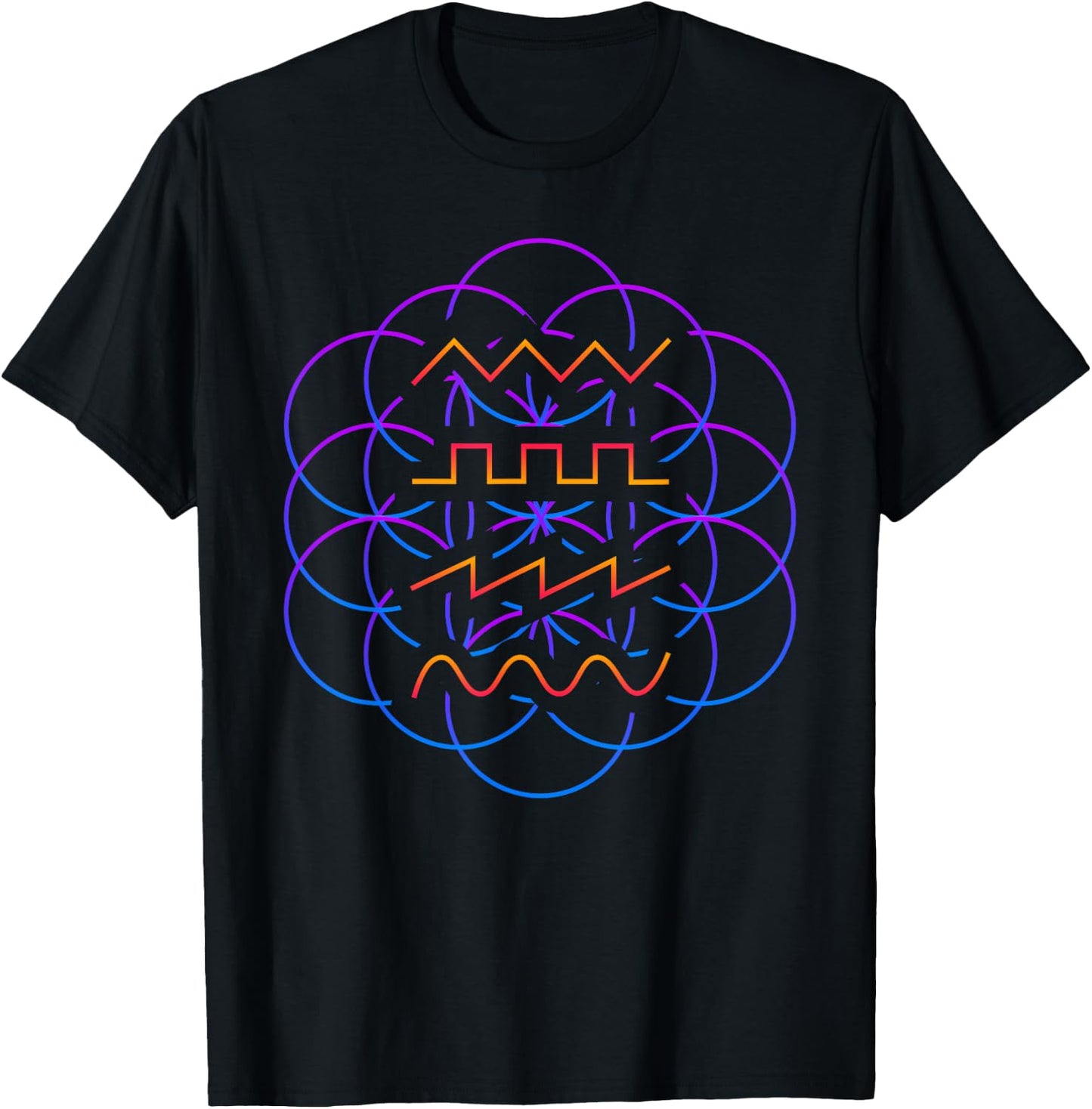 Psychedelic Audio Waveform Synthesizer T-Shirt - T-Shirt | Black