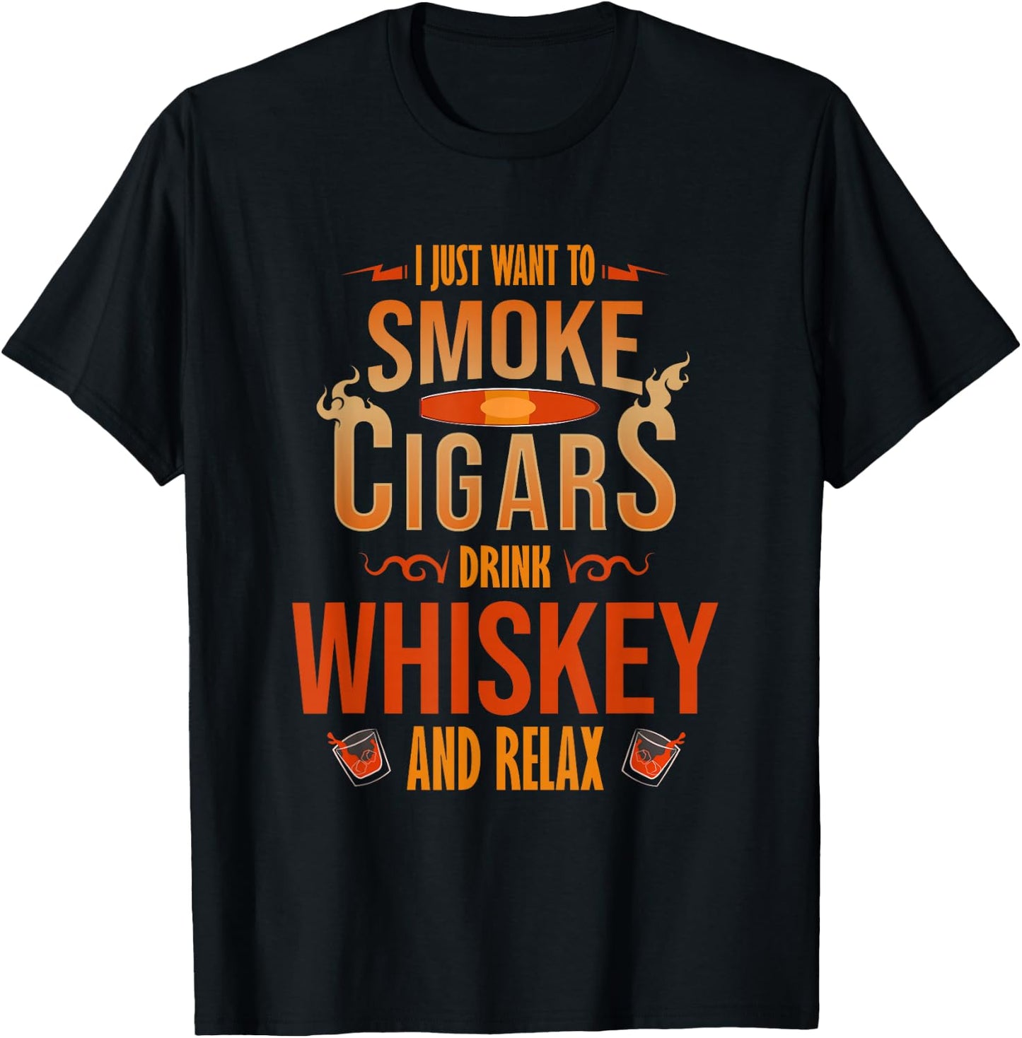 Cigar Shirts Cigar Smoker Whiskey Fathers Day T-Shirt - T-Shirt | Black