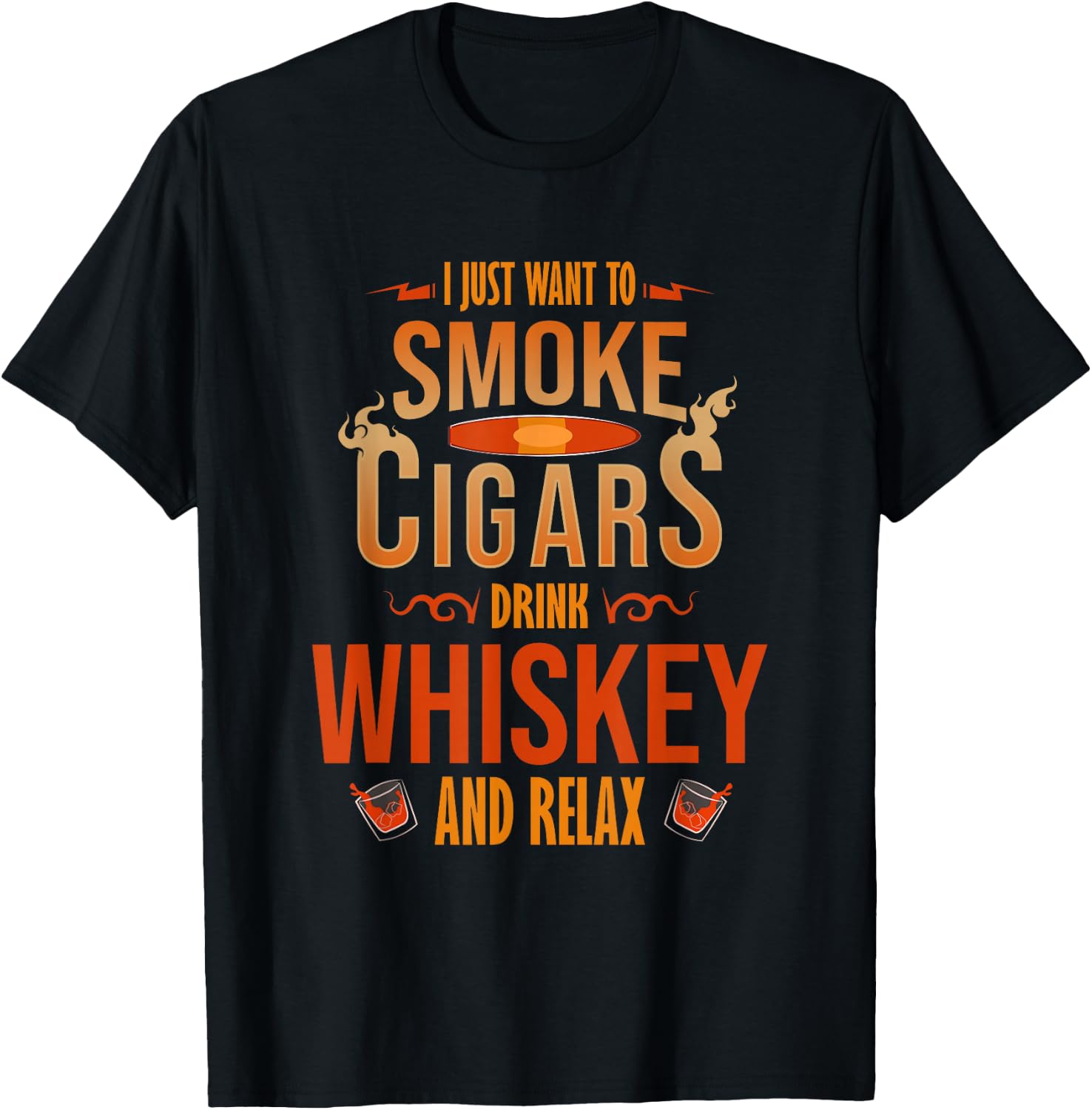 Cigar Shirts Cigar Smoker Whiskey Fathers Day T-Shirt - T-Shirt | Black