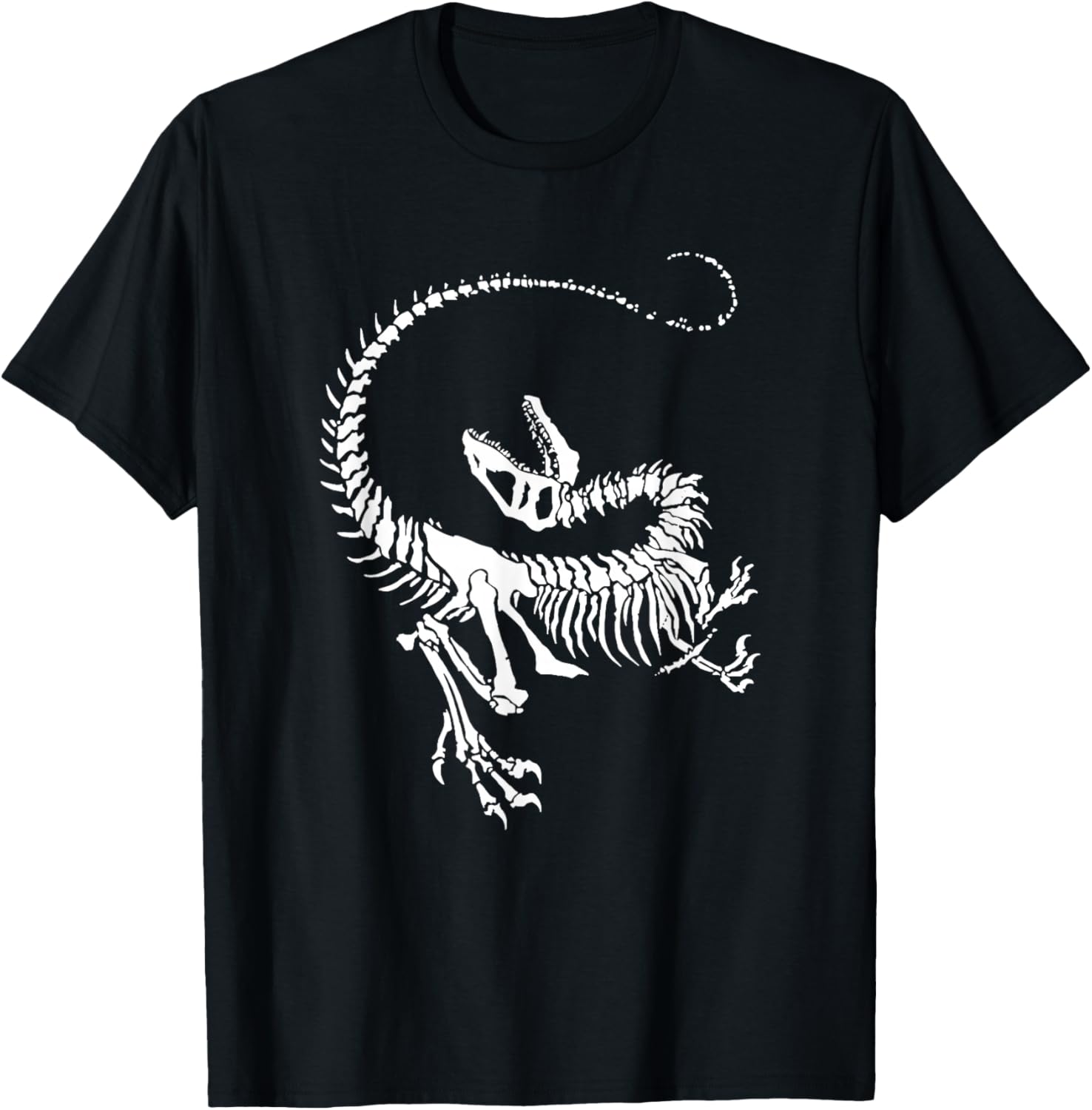 Velociraptor Dinosaur Fossil Skeleton Paleontology T-Shirt - T-Shirt | Black