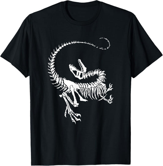 Velociraptor Dinosaur Fossil Skeleton Paleontology T-Shirt - T-Shirt | Black