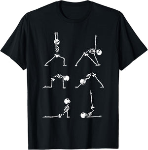 Yoga Skeleton Shirt Funny Halloween Exercise Costume T-Shirt - T-Shirt | Black