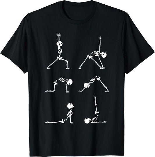 Yoga Skeleton Shirt Funny Halloween Exercise Costume T-Shirt - T-Shirt | Black