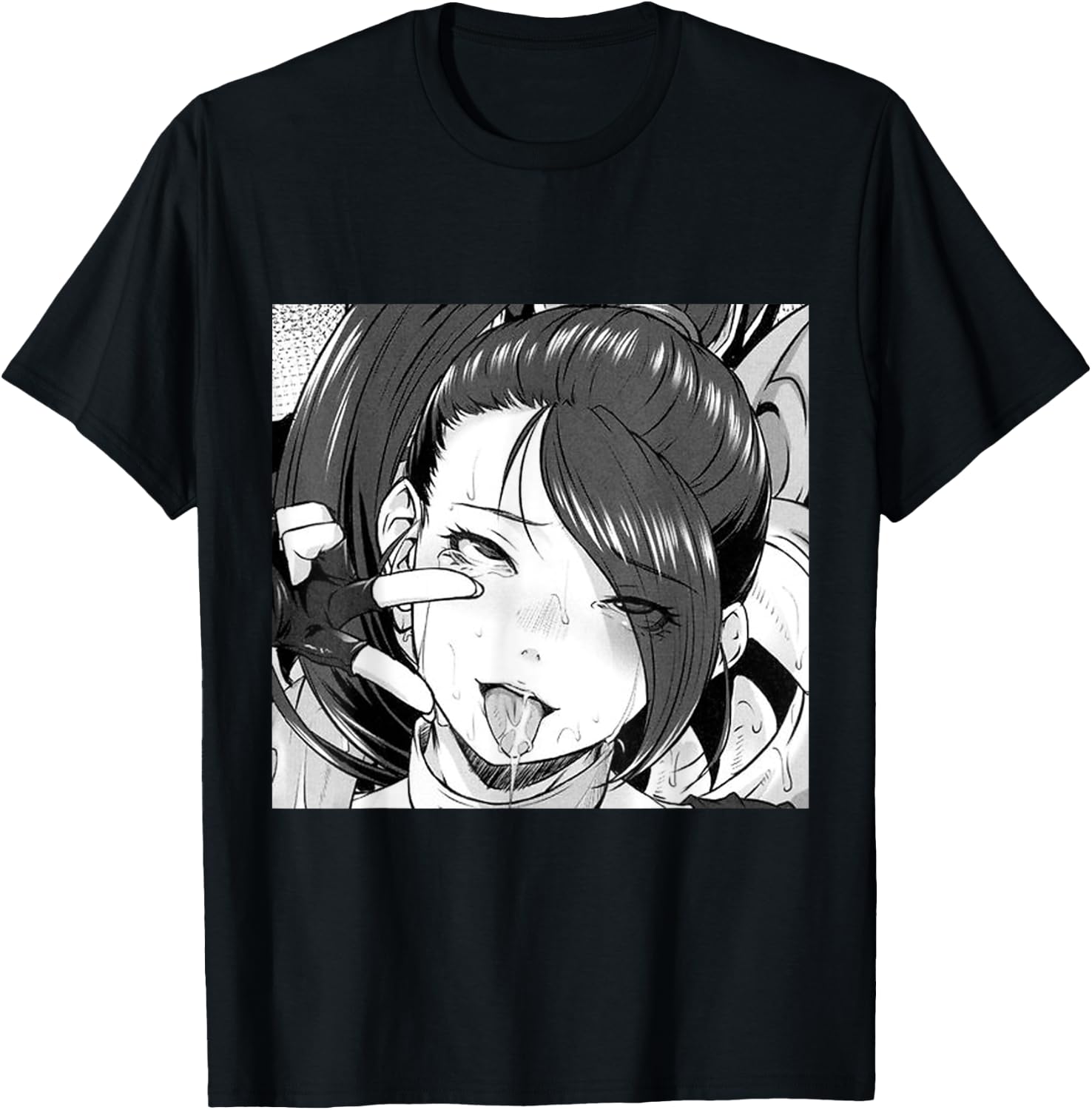 Ecchi Otaku Hentai Waifu Ahegao Girl Manga Anime T-Shirt - T-Shirt | Black