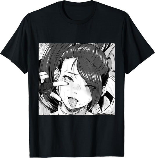 Ecchi Otaku Hentai Waifu Ahegao Girl Manga Anime T-Shirt - T-Shirt | Black