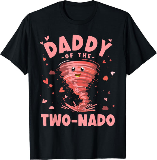 Daddy of the Two-Nado | Party 2nd Birthday | Tornado Dad T-Shirt - T-Shirt | Black